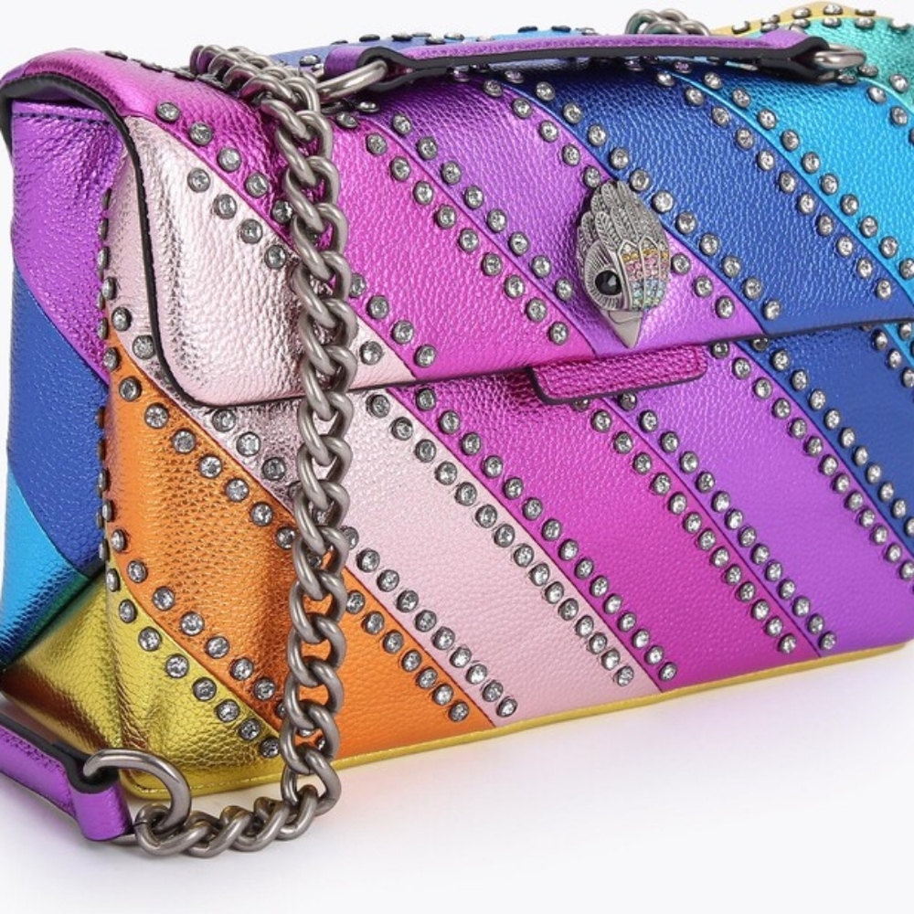 Kurt Geiger Metallic Rainbow Diagonal-Panel Shoulder Bag - Picture 3 of 8